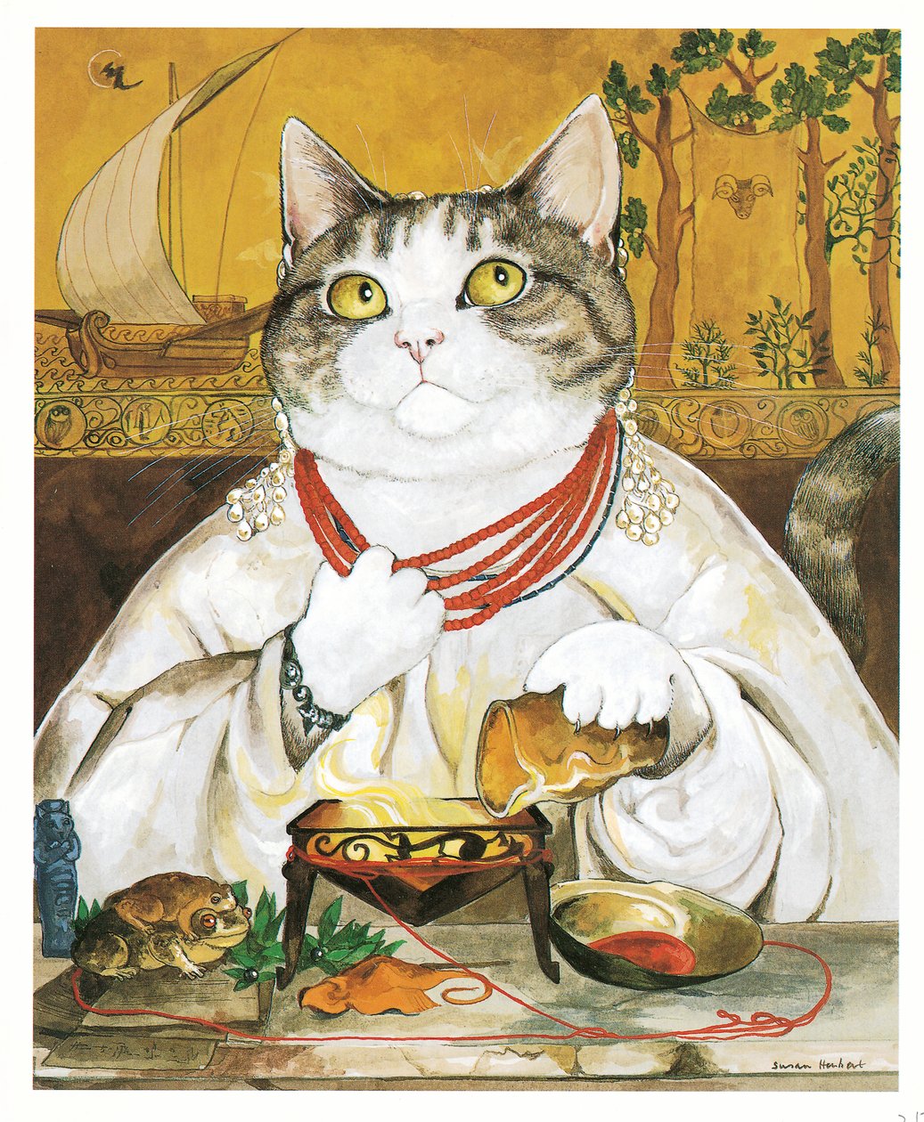 Illusztráció a Pre-Raffaelite Cats (kiadó 1999) című kötetből alkotó: Susan Herbert