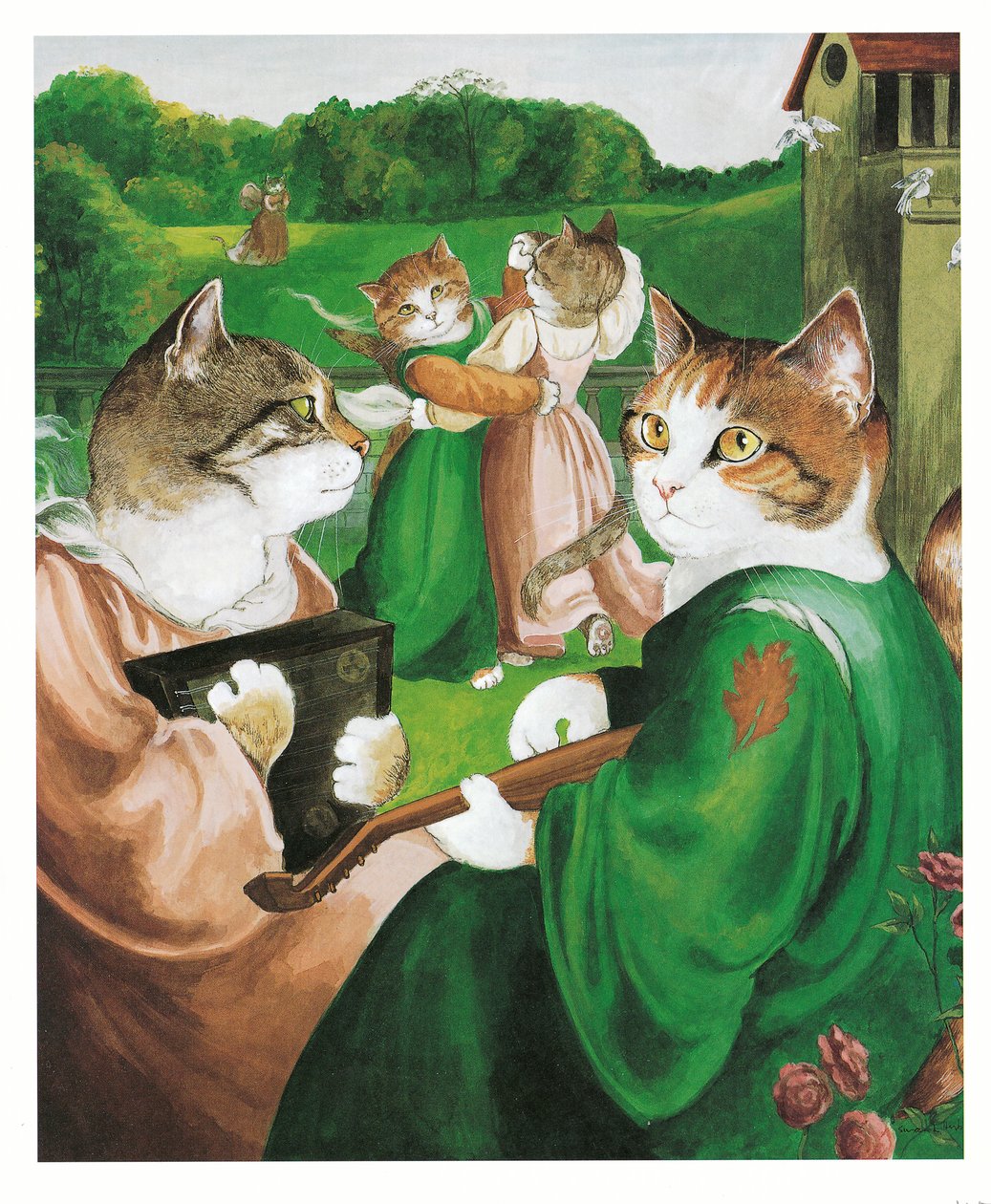 Illusztráció a Pre-Raffaelite Cats (kiadó 1999) című kötetből alkotó: Susan Herbert