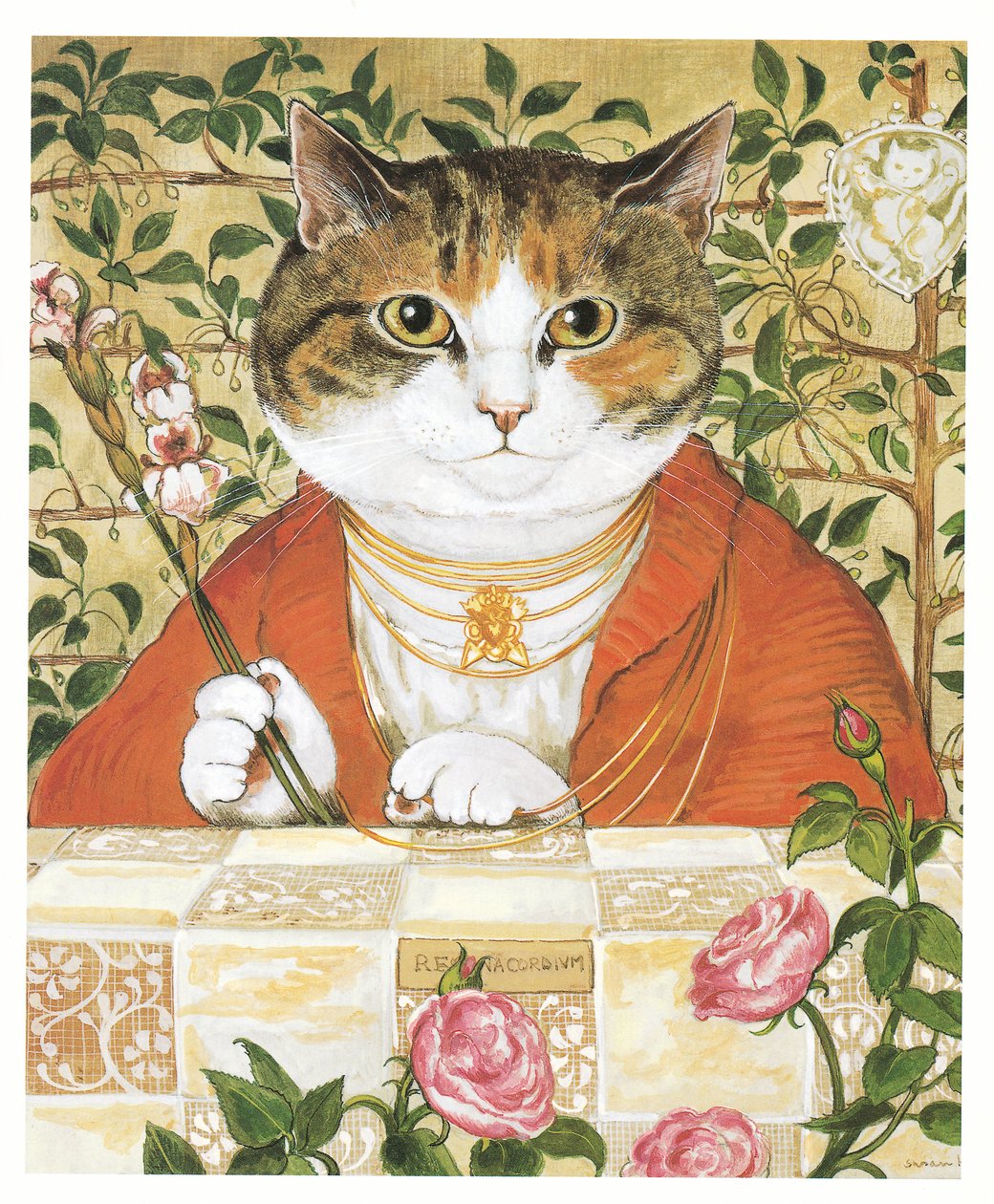 Illusztráció a Pre-Raffaelite Cats (kiadó 1999) című kötetből alkotó: Susan Herbert