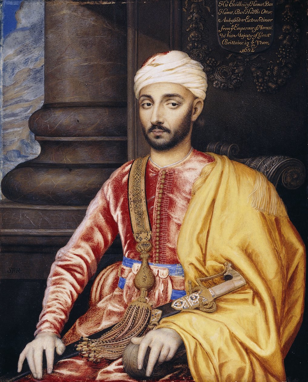 Őexcellenciájának, Hamet Ben Hamet Ben Hadiinak, a Marokkói Birodalom rendkívüli nagykövetének portréja, 1682 alkotó: Susan Penelope Rosse