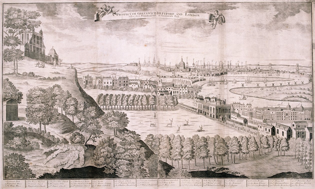 Kilátás a Greenwich Parkból, London, 1723 alkotó: Sutton Nicholls