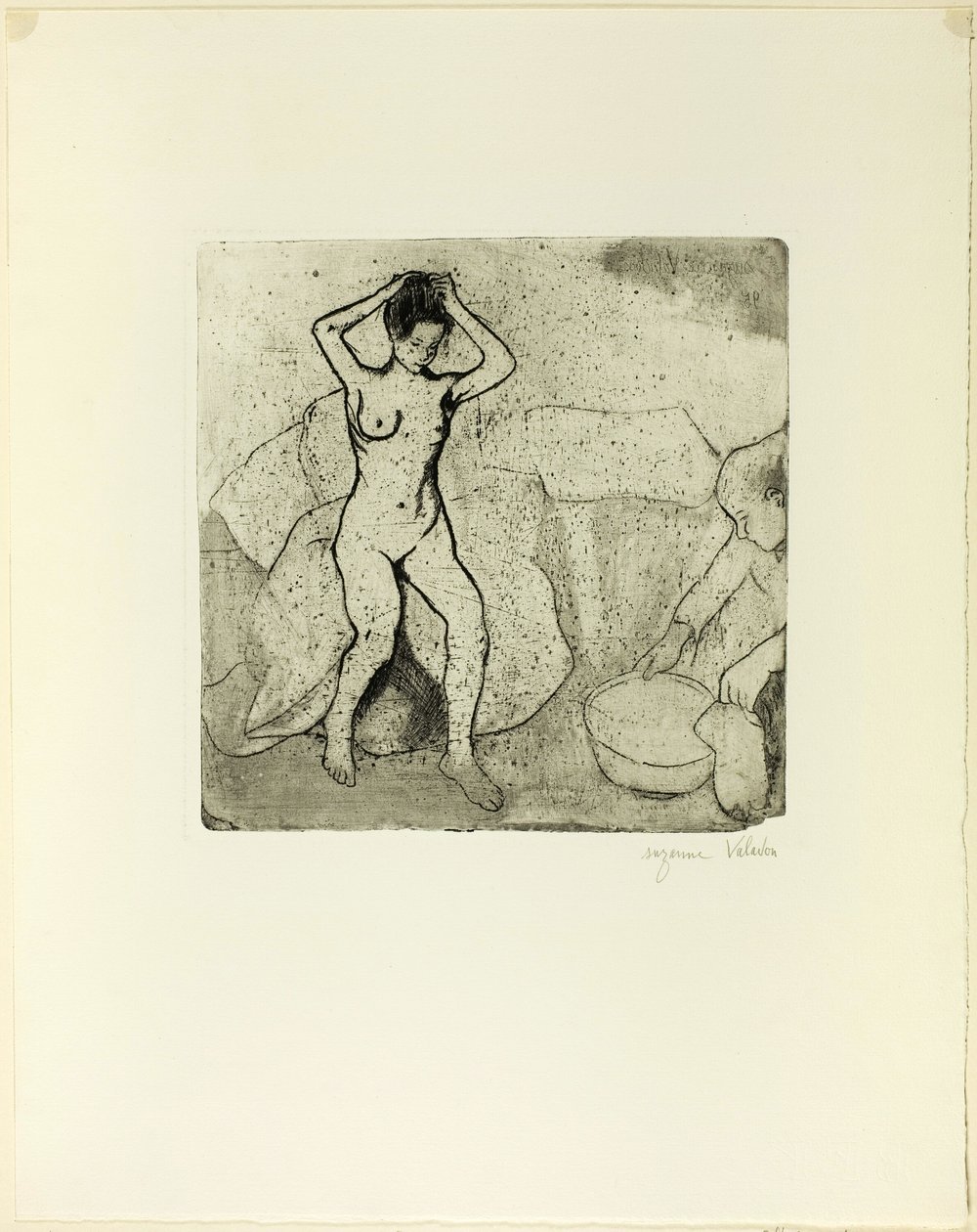 Catherine előkészíti a fürdőt, Louise, akt, megjavítja a haját alkotó: Suzanne Valadon