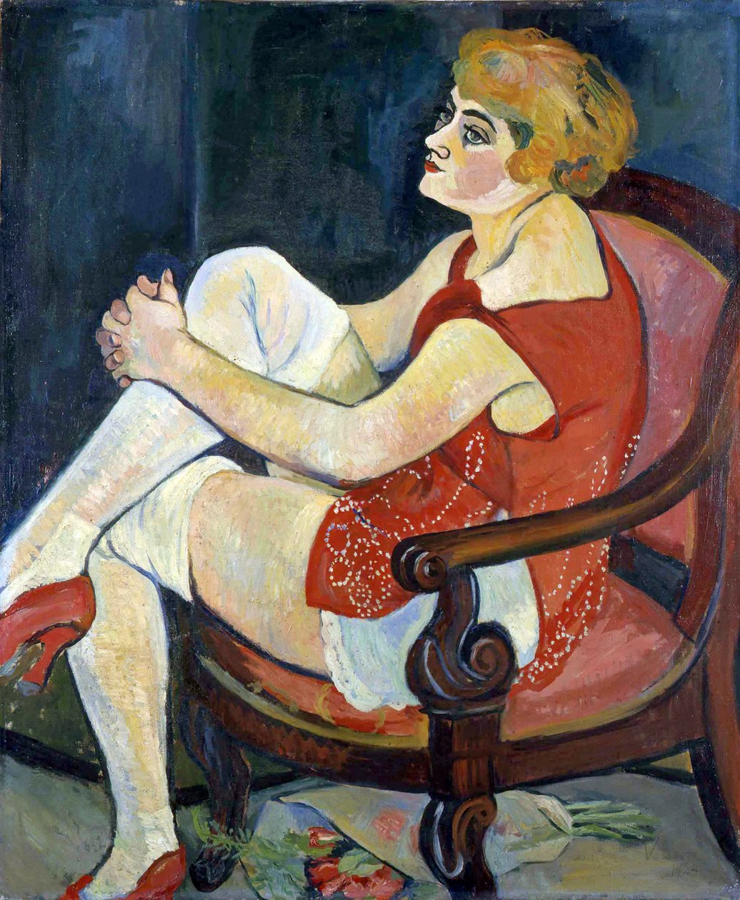 Nő fehér harisnyával, 1924. alkotó: Suzanne Valadon