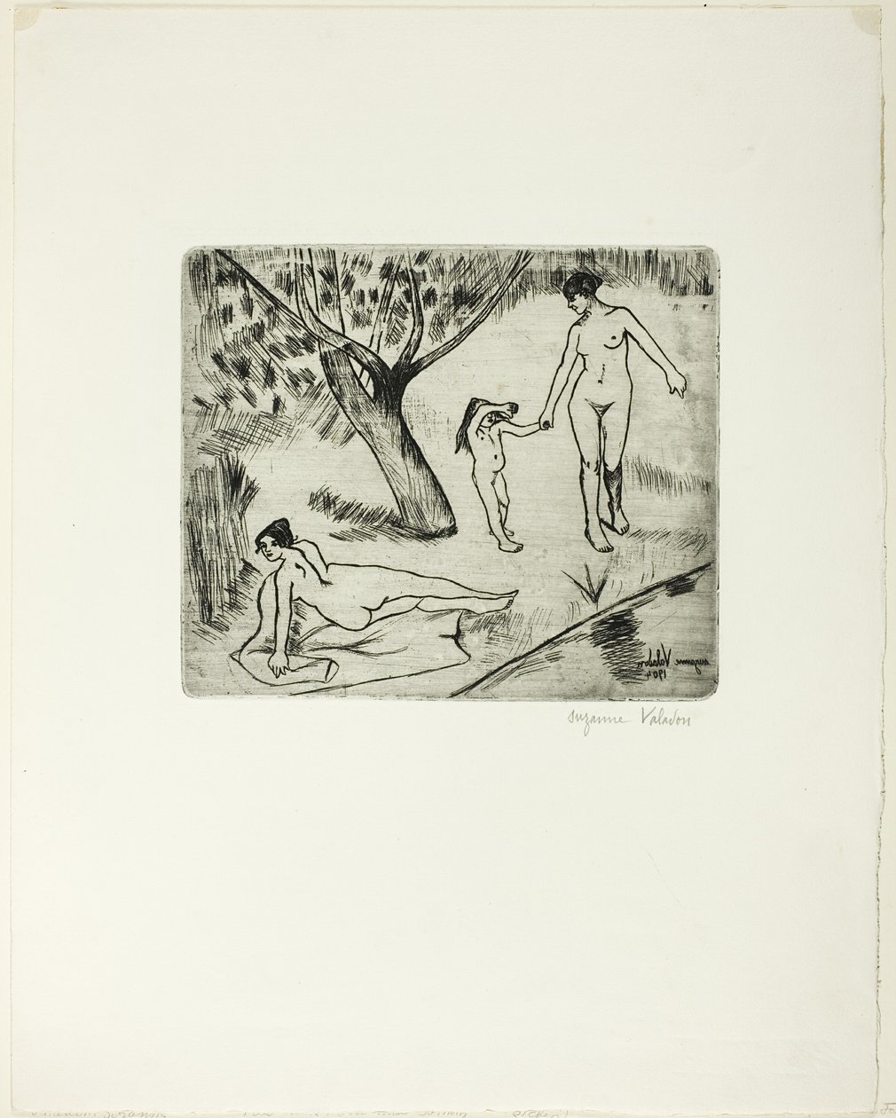 Nők és gyermek a vízparton alkotó: Suzanne Valadon