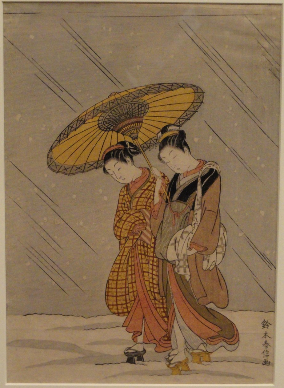 Pár a hóviharban alkotó: Suzuki Harunobu