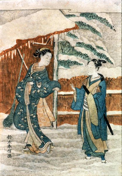 Két hölgy a tó mellett (tinta és gouache papíron) alkotó: Suzuki Harunobu
