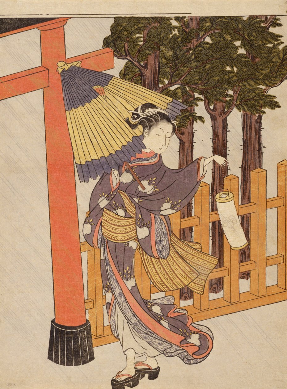 Nő a szentélyben éjjel alkotó: Suzuki Harunobu