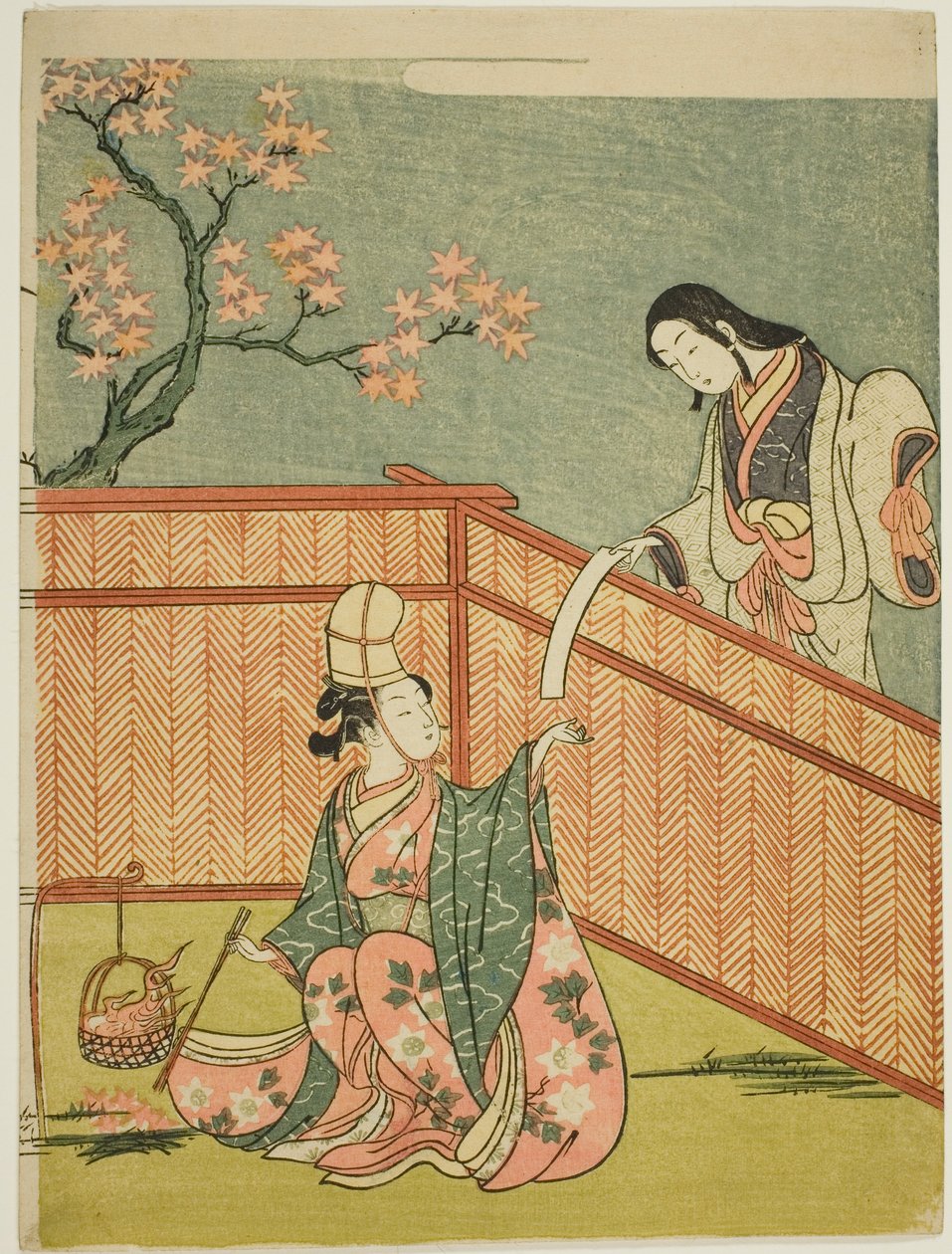Égő őszi juharlevelek alkotó: Suzuki Harunobu