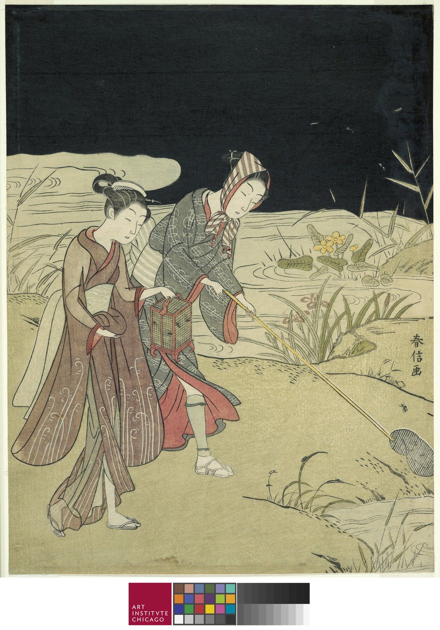 Szentjánosbogarak fogása, 1767-68 körül alkotó: Suzuki Harunobu