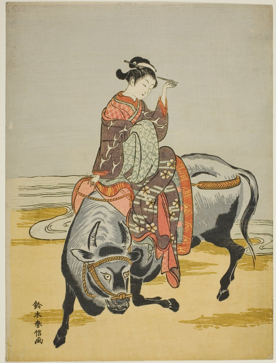 Ökörlovaglás udvarhölgy alkotó: Suzuki Harunobu