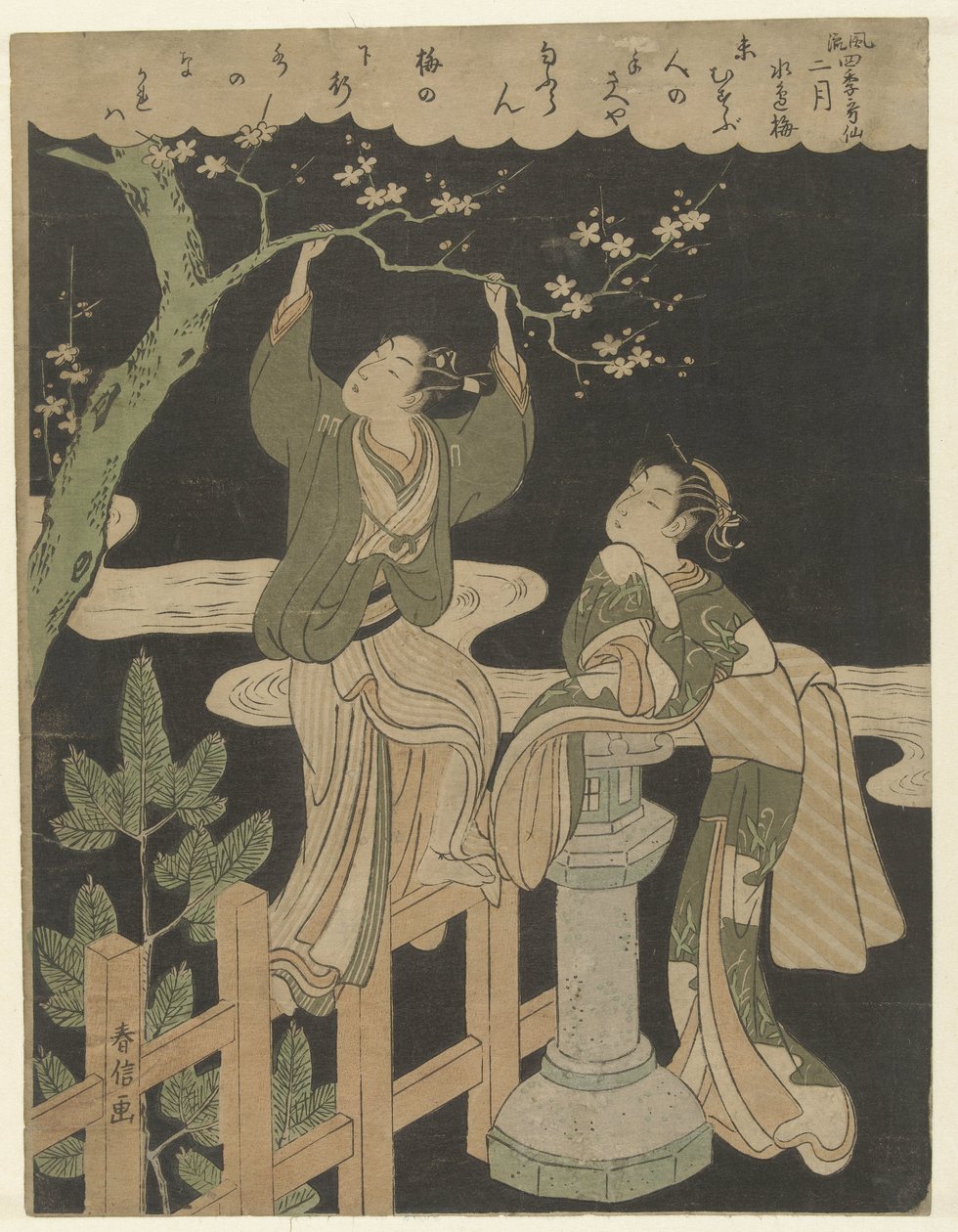 A második hónap Nigatsu (cím az objektumon) Elegáns versek a négy évszakról. (sorozat címe) Furyu shiki kasen (sorozat címe az objektumon) alkotó: Suzuki Harunobu
