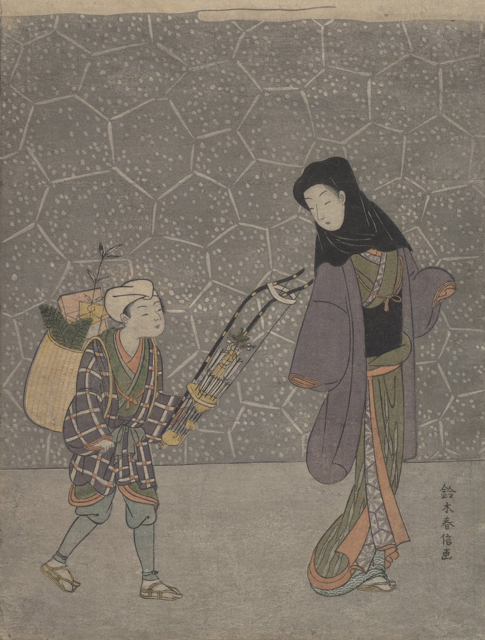 Démonzúzó íj, kb. 1765., kb. 1765. alkotó: Suzuki Harunobu