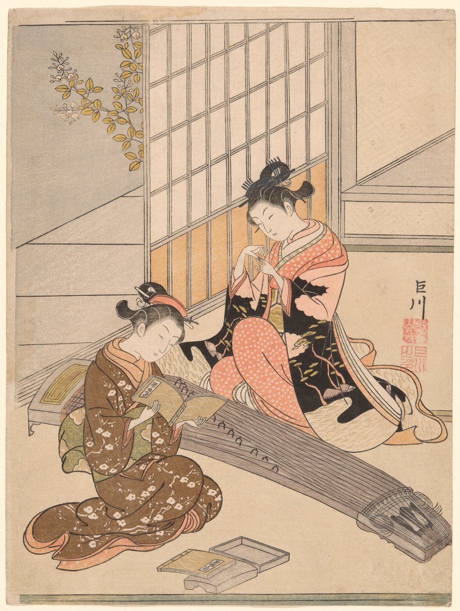 Leszálló libák a Koto-hidakról (Kotoji no rakugan), a "Nyolc nézet a szalonból (Zashiki hakkei)" sorozatból alkotó: Suzuki Harunobu