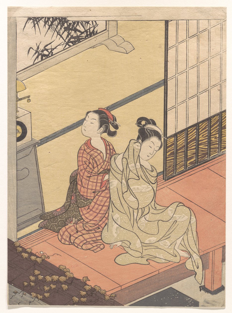 Az óra esti harangszava (Tokei no banshō), a „Nyolc szalonkilátás” (Zashiki hakkei) sorozatból alkotó: Suzuki Harunobu