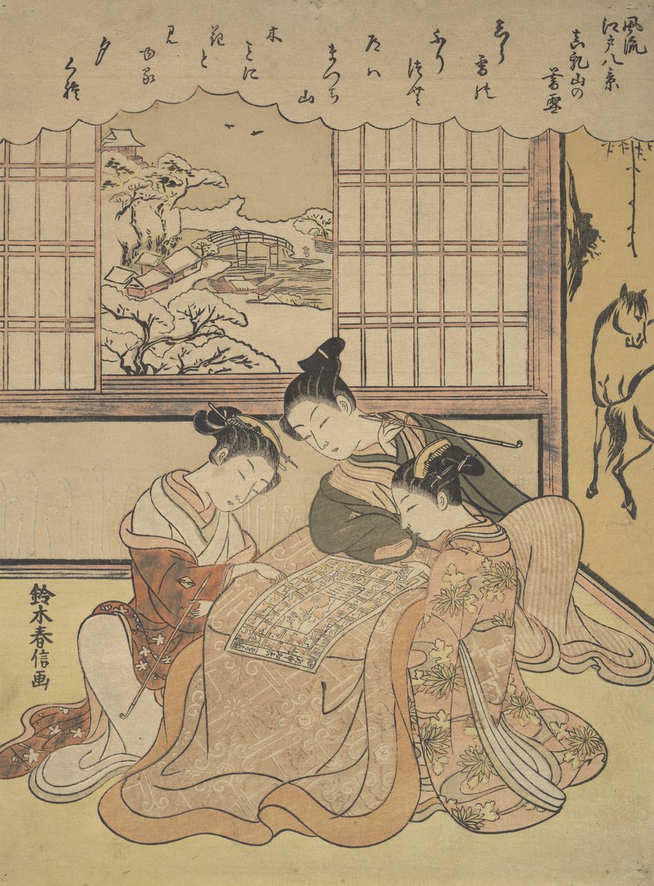 Esti hó a Matsuchi-dombon, az Edo Fur nyolc divatos képe sorozatból, kb. 1765-70. alkotó: Suzuki Harunobu