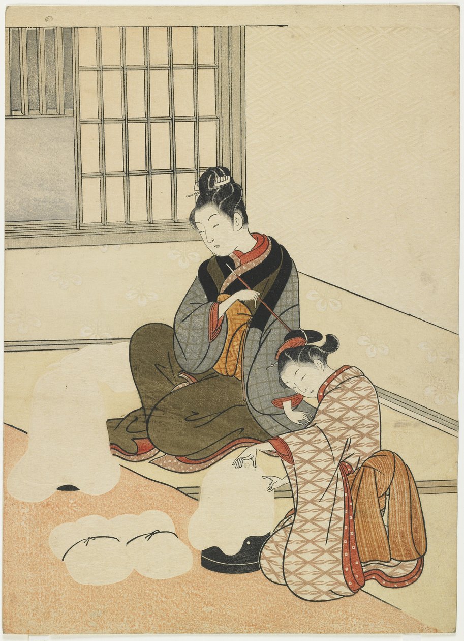 Esti hó, a selyemszárító, 1766 után alkotó: Suzuki Harunobu