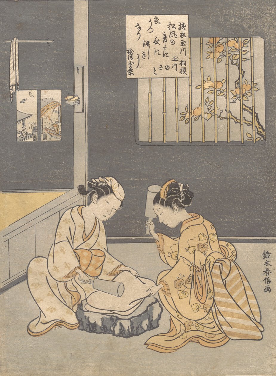Telítőkendő a Jewel folyónál Kinuta no Tamagawa, kb. 1768., kb. 1768. alkotó: Suzuki Harunobu