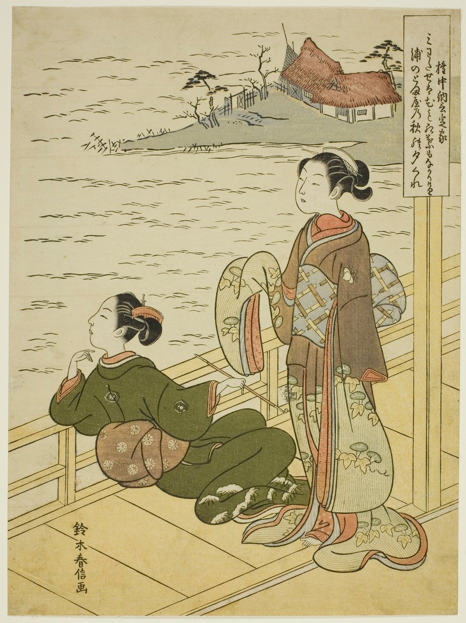 Gonchunagon Sadaie (Fujiwara no Teika), a Három esti vers című paródiák cím nélküli sorozatából alkotó: Suzuki Harunobu