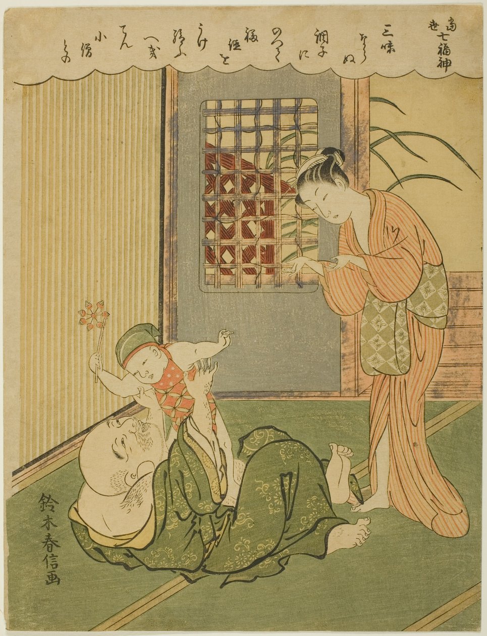 Hotei, a "Szerencse hét istene a modern életben (Tosei Shichi-fukujin)" sorozatból alkotó: Suzuki Harunobu