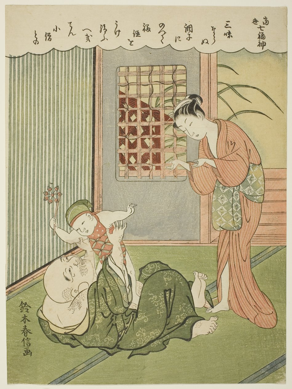 Hotei, a "The Seven Gods of Good Luck in Modern Life (Ukiyo shichi fukujin)" című sorozatból. alkotó: Suzuki Harunobu