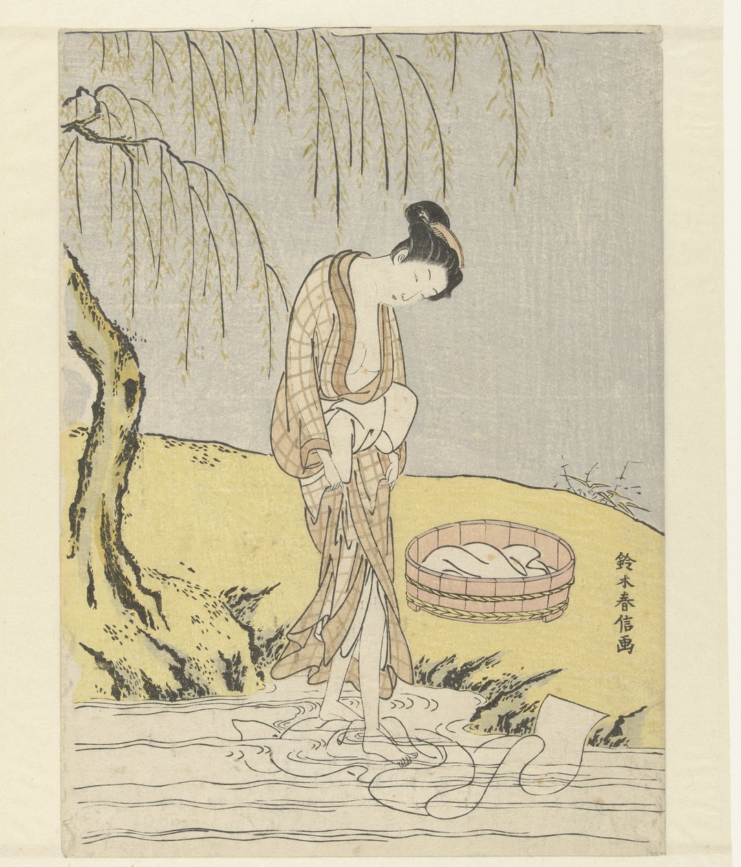 Lepedőmosó nő alkotó: Suzuki Harunobu