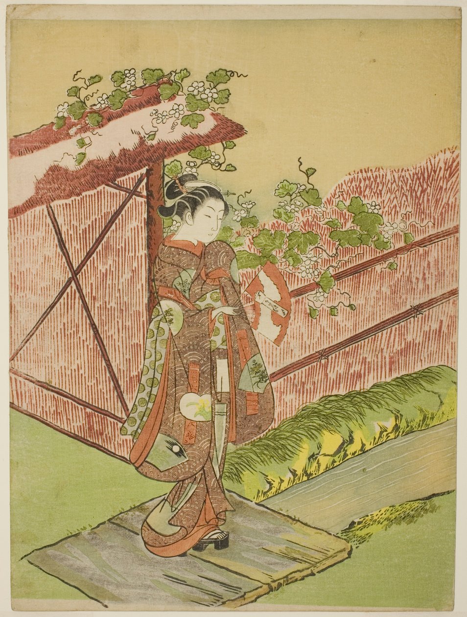 Találkozás a szeretőjével (a "Tale of Genji" Yugao fejezetének paródiája) alkotó: Suzuki Harunobu