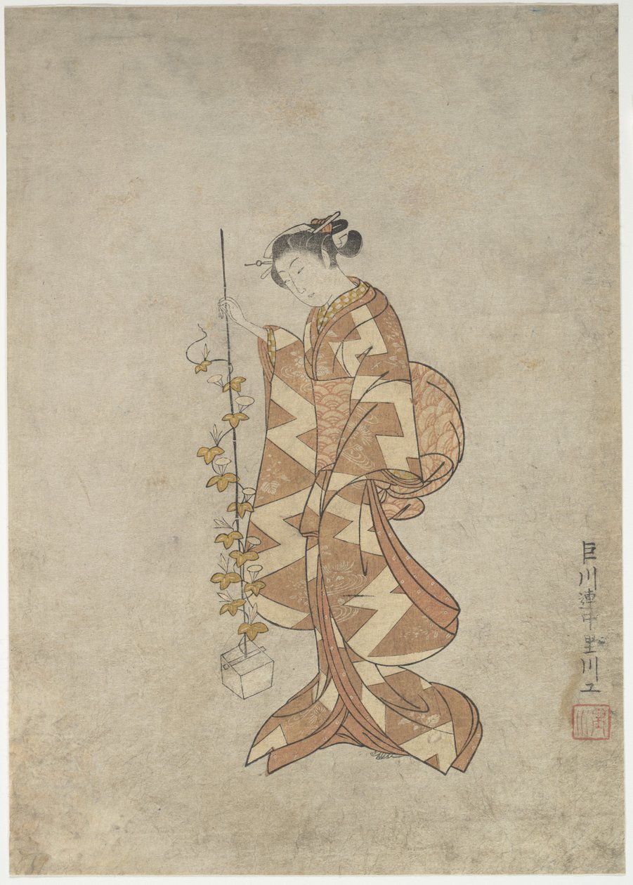 Kaga no Chiyo költőnő modern ábrázolása alkotó: Suzuki Harunobu