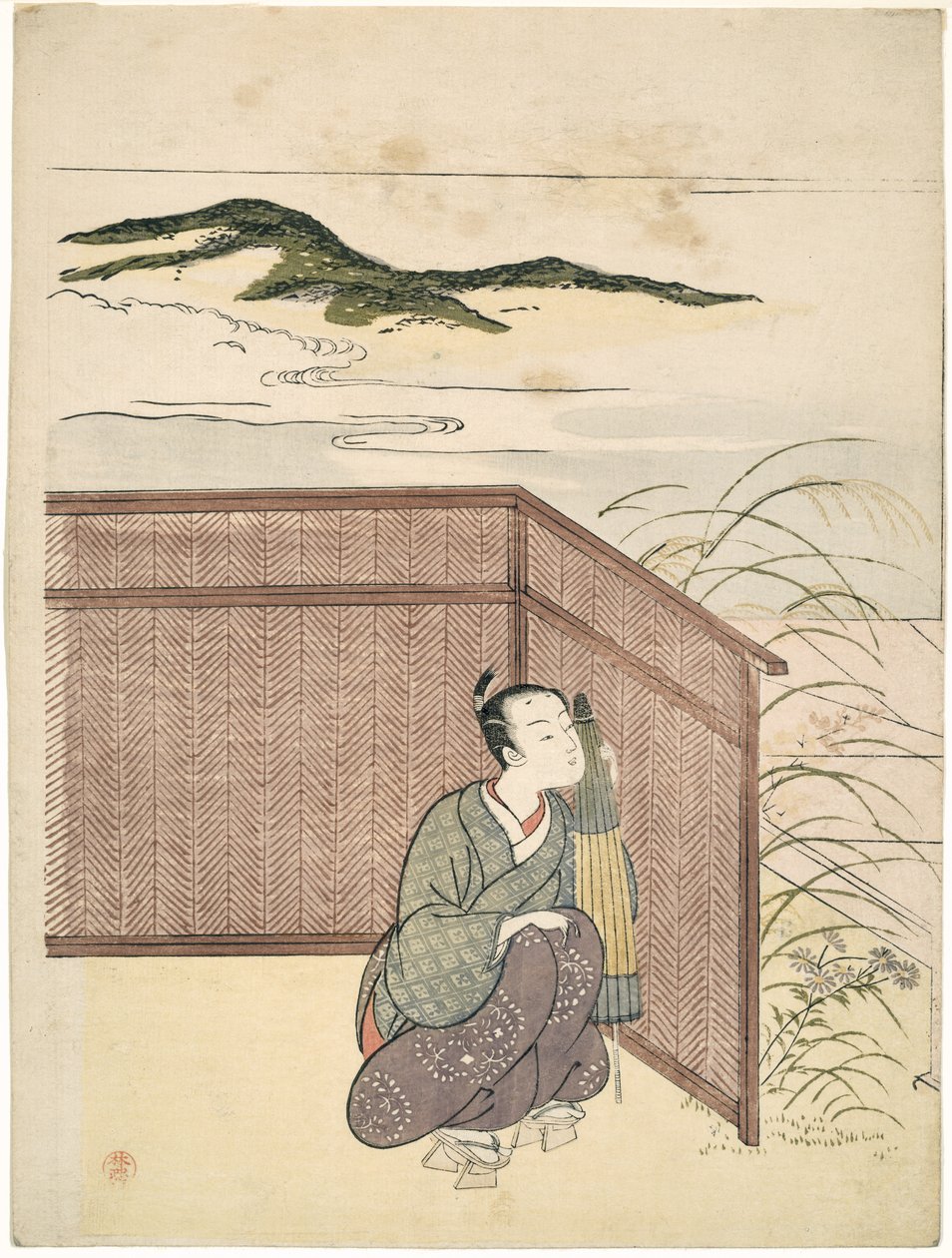 Kawachi-goe paródiája a Tales of Ise-ből, 1765 alkotó: Suzuki Harunobu