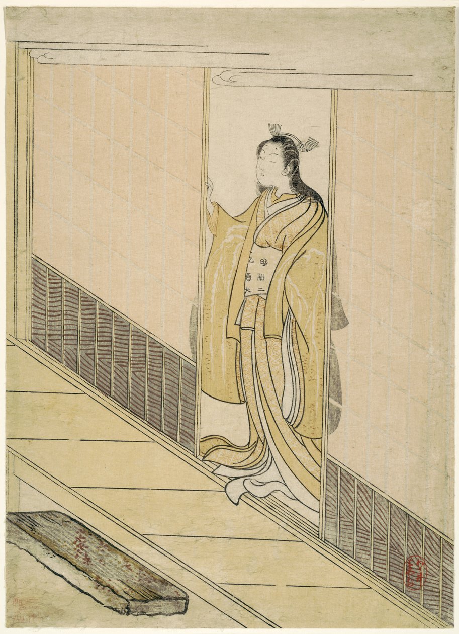 Kawachi-goe paródiája a Tales of Ise-ből, 1765 alkotó: Suzuki Harunobu