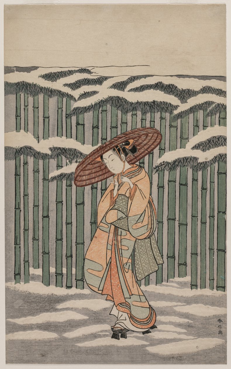 Elhaladva a Bamboo Grove mellett alkotó: Suzuki Harunobu