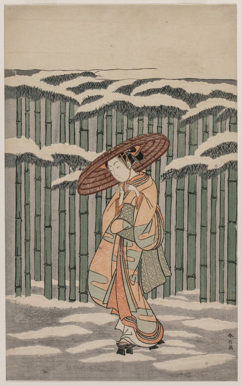Elhaladva a Bamboo Grove mellett, 1868-1912. alkotó: Suzuki Harunobu