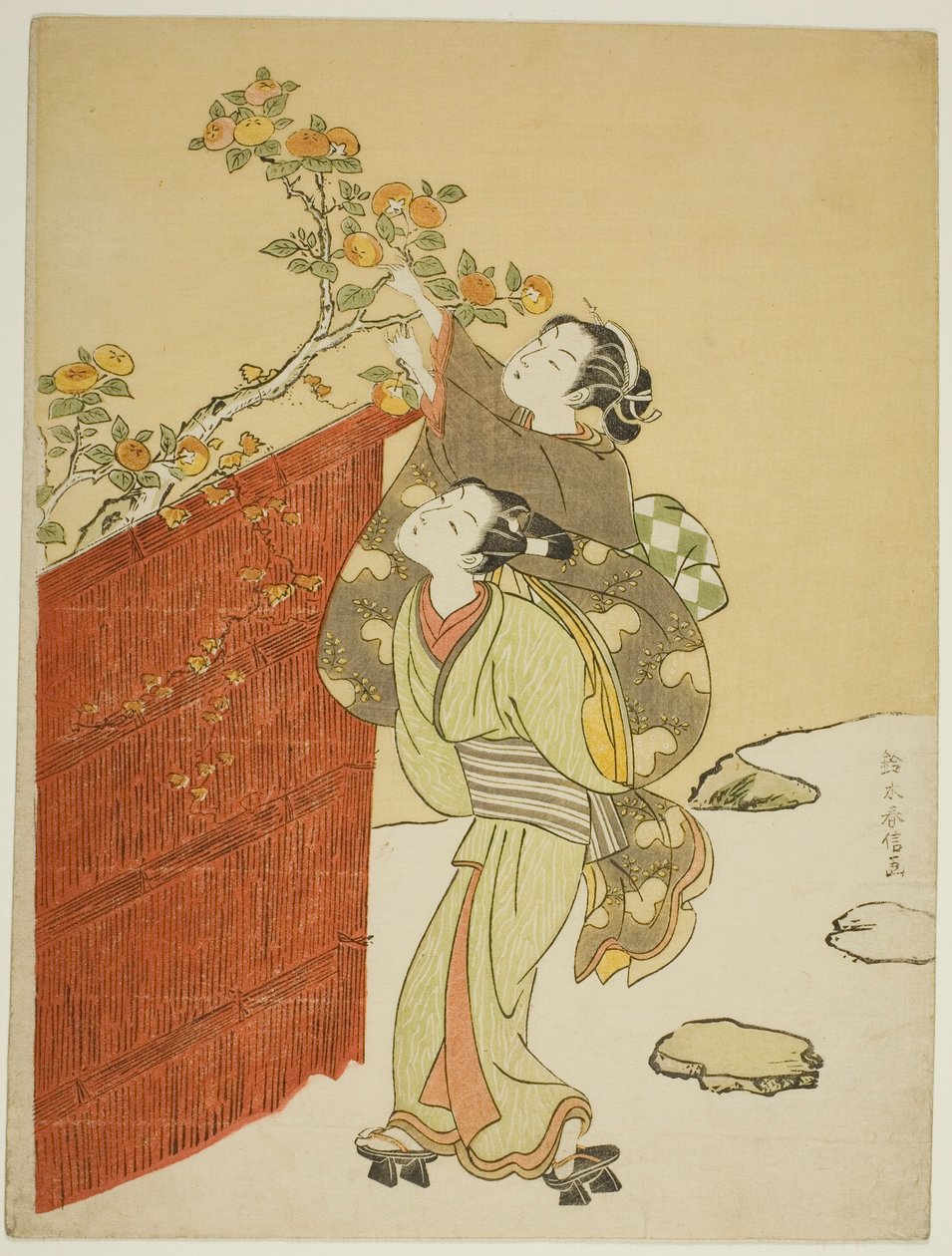 Datolyaszilva szedése alkotó: Suzuki Harunobu