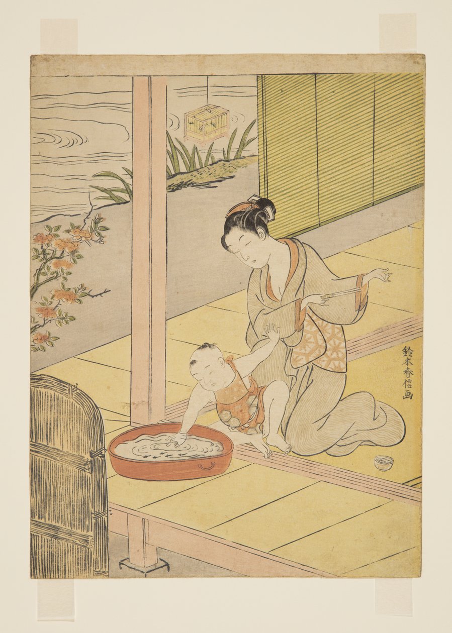 Játék Minnows-szal (színes fatömbnyomat) alkotó: Suzuki Harunobu