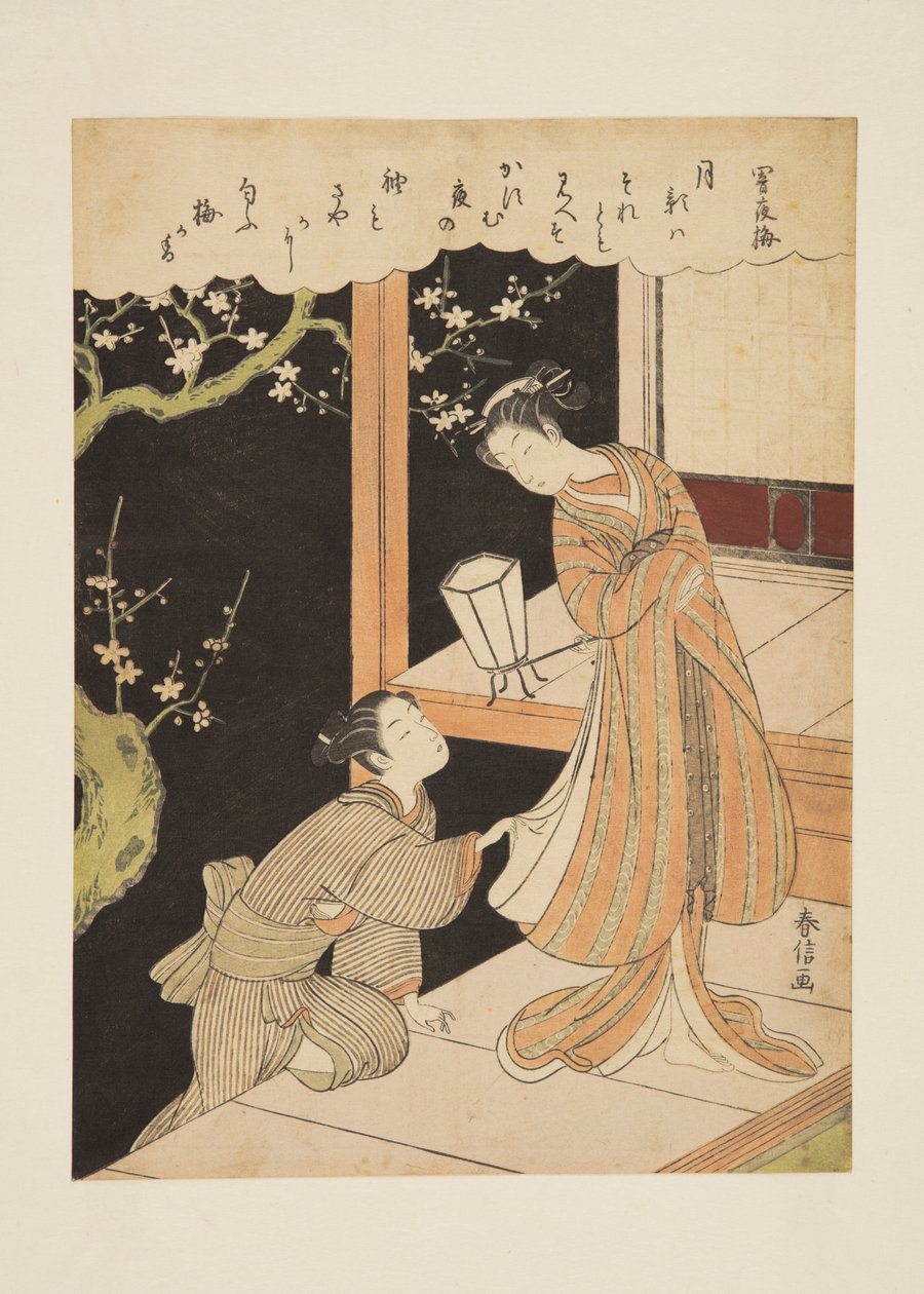 Szilvavirágzás egy sötét éjszakán (Yamiyo no ume) (színes fatömb nyomat) alkotó: Suzuki Harunobu