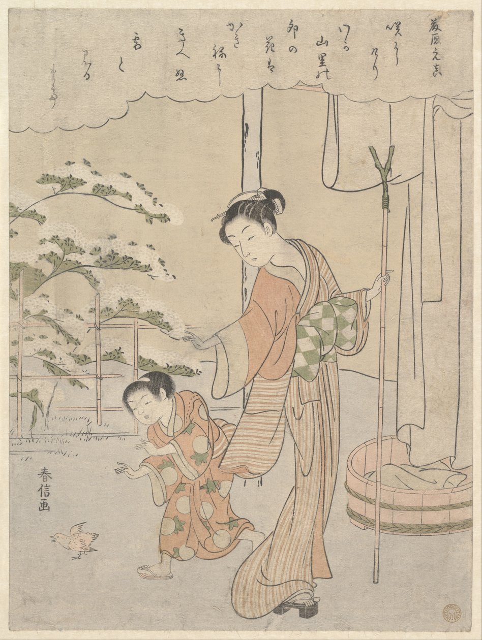 Fujiwara no Motozane verse (kb. 860) a Harminchat költő sorozatból alkotó: Suzuki Harunobu