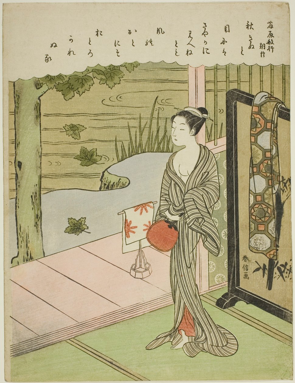 Fujiwara no Toshiyuki verse, a Harminchat halhatatlan költő című sorozatból alkotó: Suzuki Harunobu