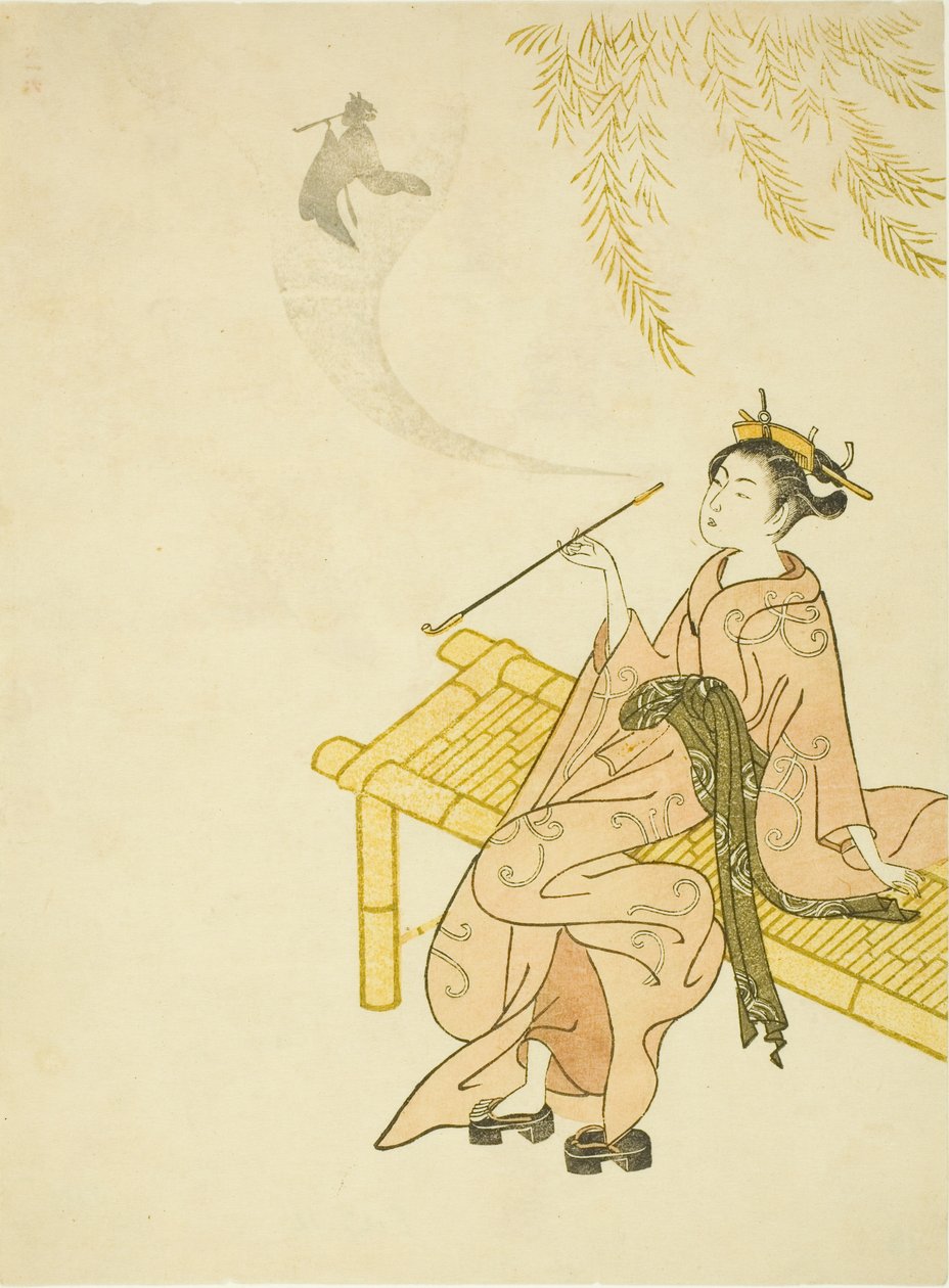 Dohányzás egy padon alkotó: Suzuki Harunobu