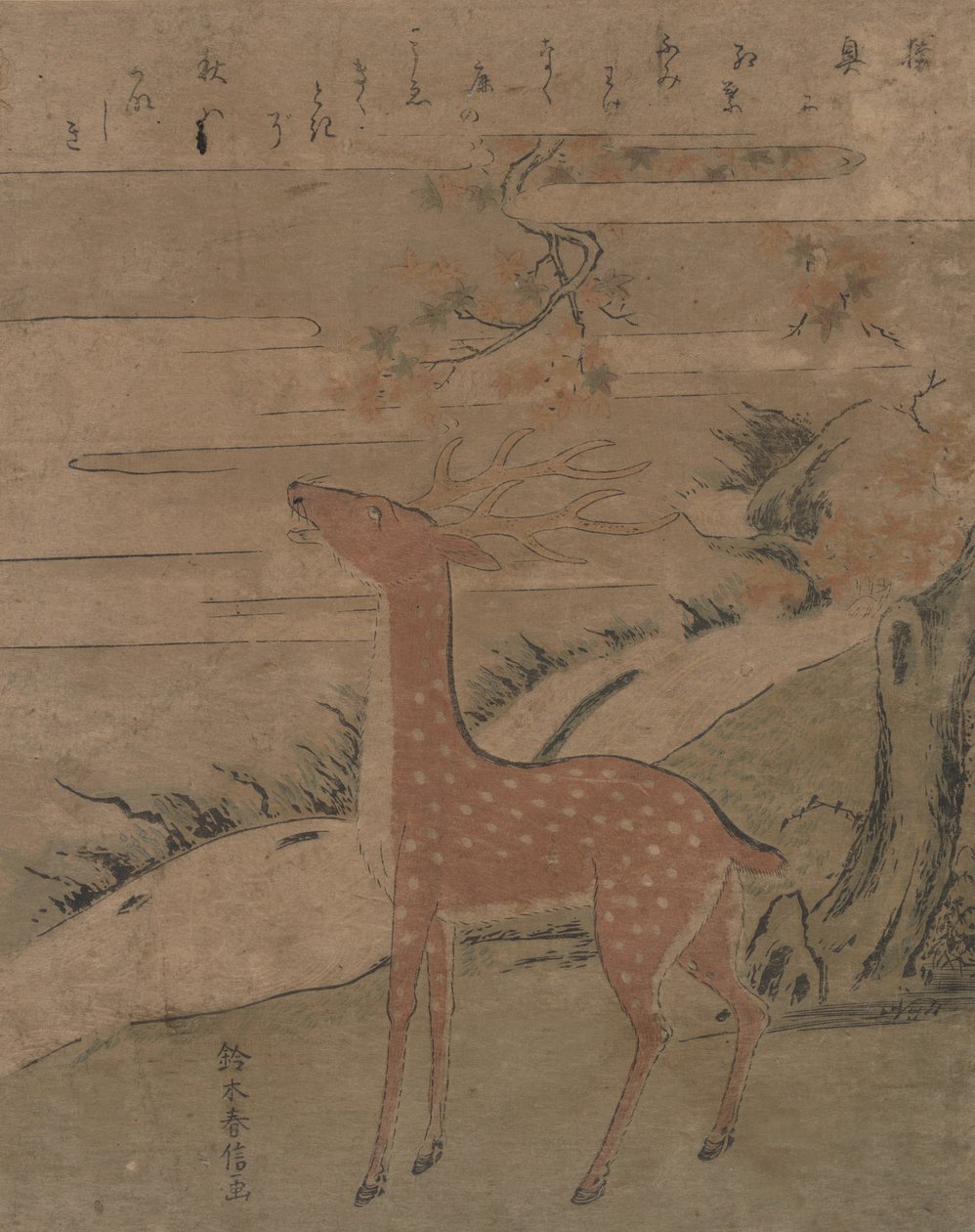 A szarvas kiáltása, kb. 1760., kb. 1760. alkotó: Suzuki Harunobu
