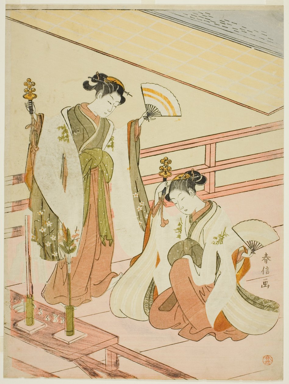 Ohatsu és Onami szentélyes lányok tánca alkotó: Suzuki Harunobu