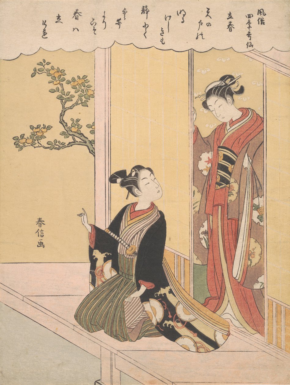 A tavasz első napja Risshun, a Fashionable Poetic Halhatatlanok sorozatból, kb. 1768. alkotó: Suzuki Harunobu