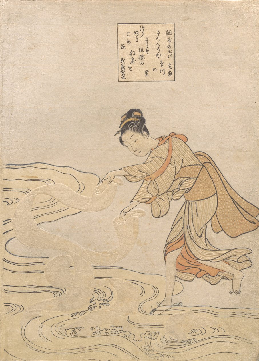 Teejewe l River Chov Chov Tama folyójánál, nem? 1768. , szúnyog. 1768. alkotó: Suzuki Harunobu