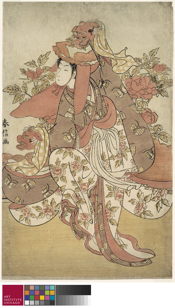 Az oroszlántánc, 1769-70 körül alkotó: Suzuki Harunobu