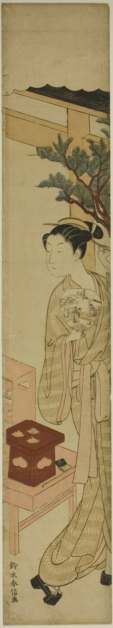 A Kagiya Teaház pincérnője, Osen ventilátorral alkotó: Suzuki Harunobu
