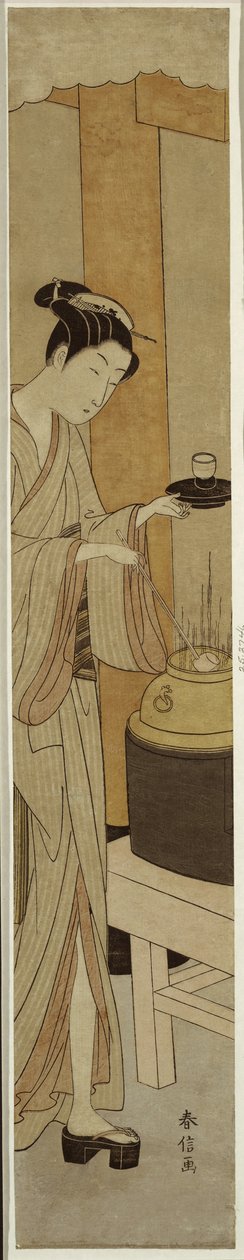 Osen pincérnő a Kagiya Teaházból, 1769-70 körül alkotó: Suzuki Harunobu