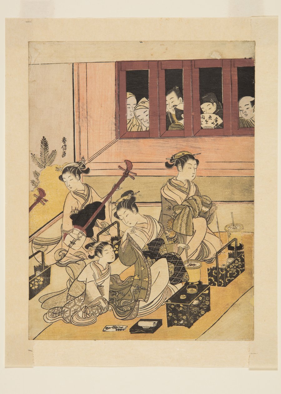 A Figyelők és a Figyelők (színes fatömb nyomat) alkotó: Suzuki Harunobu