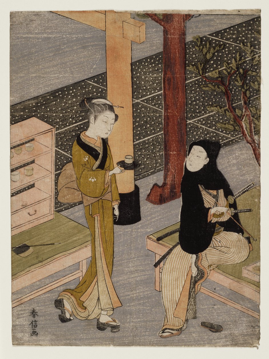 A művész és O-sen, 1769 körül (fametszet) alkotó: Suzuki Harunobu