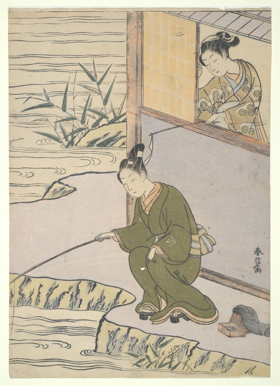 A horgász csiklandozása alkotó: Suzuki Harunobu
