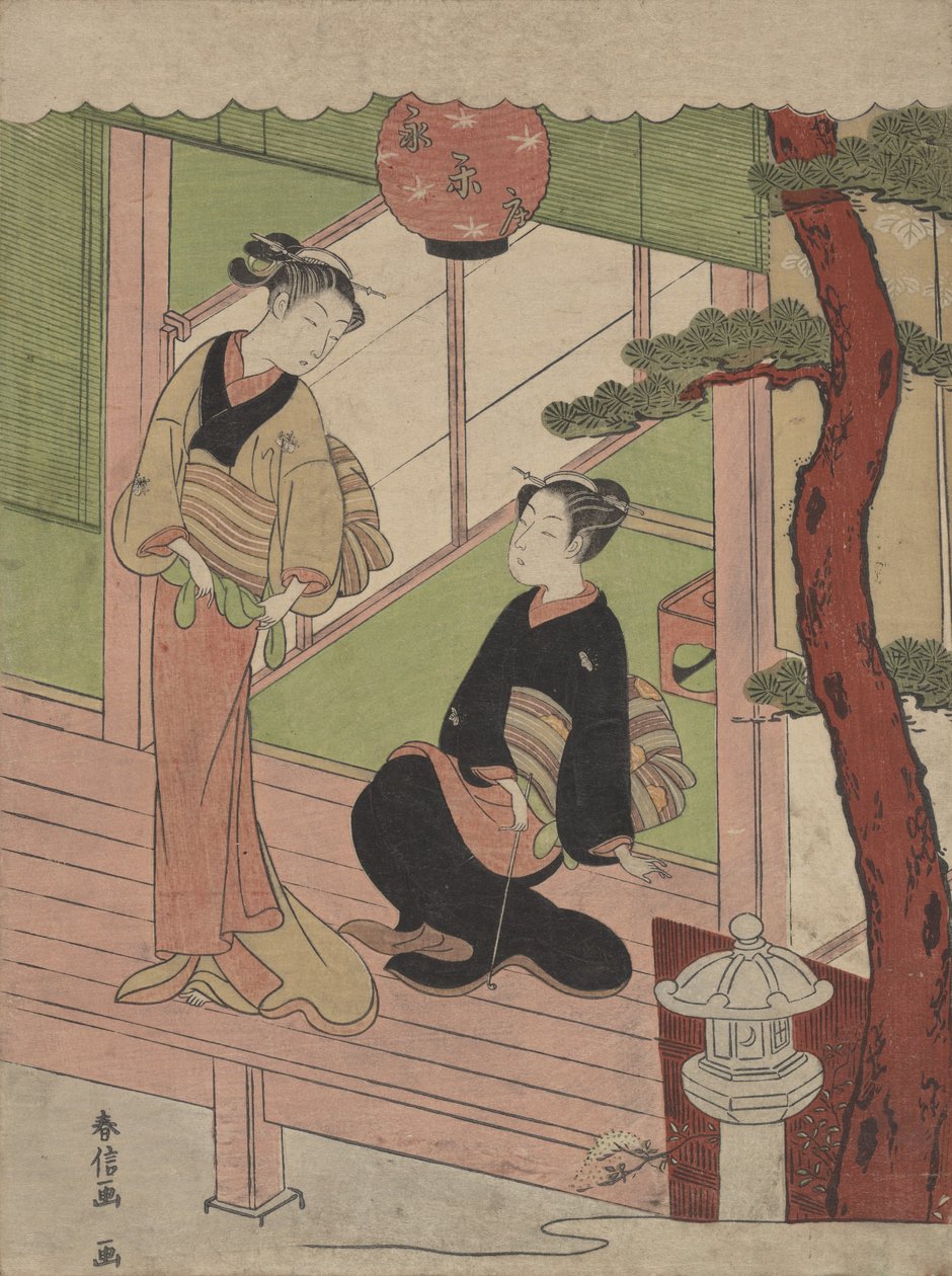Két fiatal nő a verandán, kb.1766-70., kb.1766-70. alkotó: Suzuki Harunobu