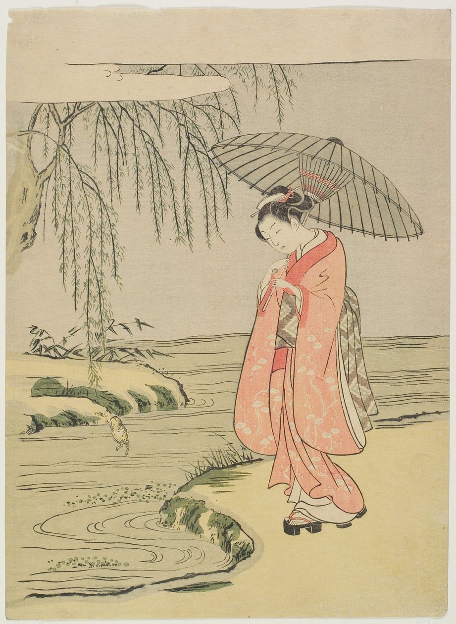 Ono no Tōfū kalligráfus vizuális paródiája (későbbi kiadás) alkotó: Suzuki Harunobu