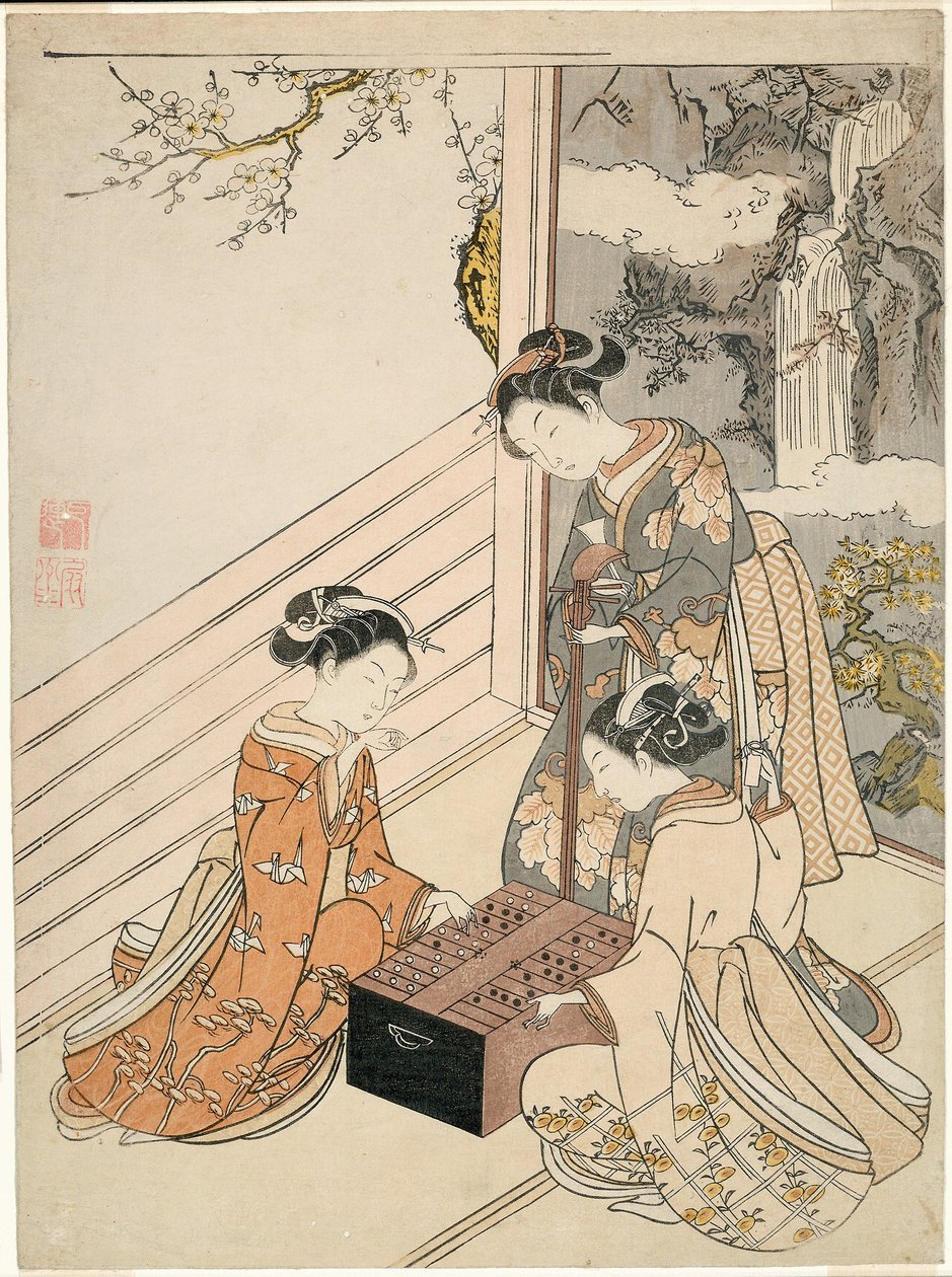 A játékot figyeli, 1766 körül (színes fametszet; chuban, surimono) alkotó: Suzuki Harunobu